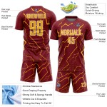 Gold-White Custom Sports Soccer Uniform Crimson Jersey Sublimation Lightning Gold-White Custom Sports Soccer Uniform Crimson Jersey Sublimation Lightning