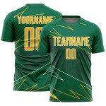 Soccer Sports Green Lines Custom Uniform Kelly Gold-White Sublimation Jersey