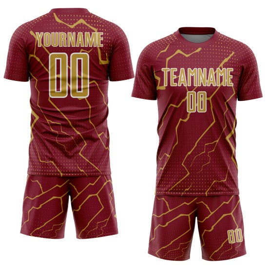 Jersey Sports Uniform Lightning Gold-White Soccer Custom Crimson Sublimation Old